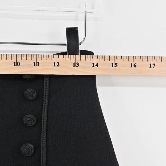 Vtg ESCADA Skirt Sz 38 Solid Black Wool Velvet Sailor Button Pencil Quiet Luxury - Picture 10 of 11